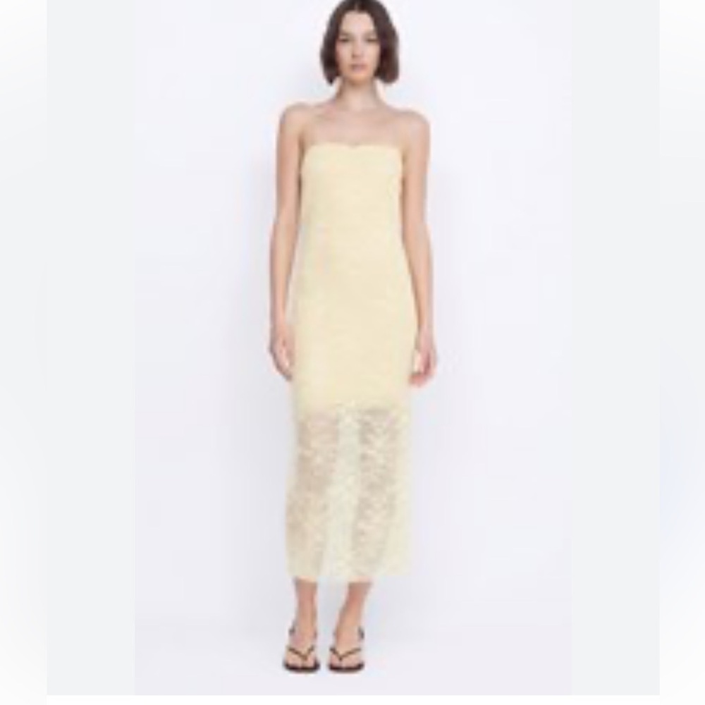 WILD HONEY BOUTIQUE CREAM LACE SPAGHETTI METAL CHAIN STRAPS MIDI LACE DRESS SZ L
